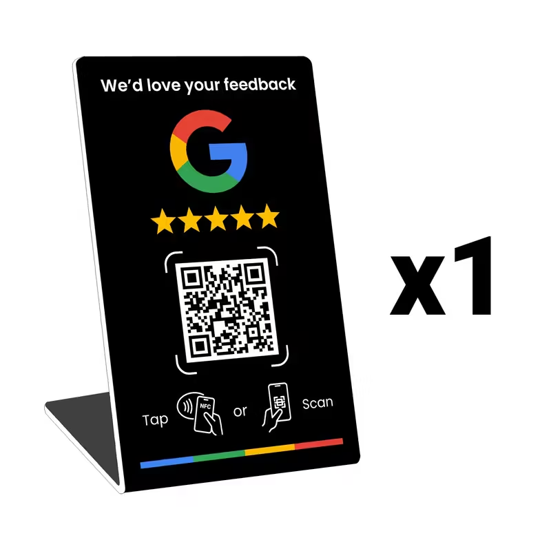 Tag Google Review modello nero con QR code